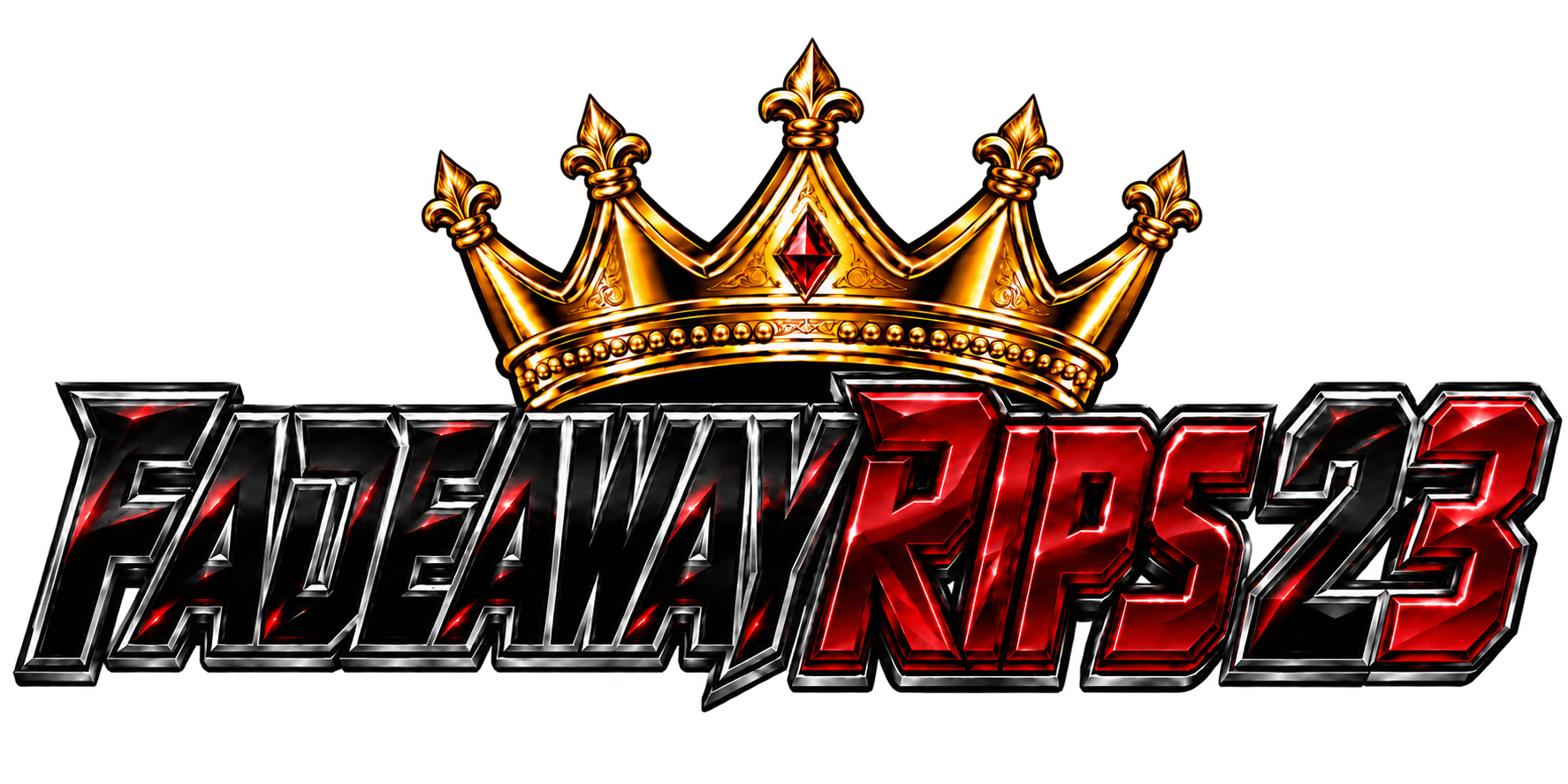 Fadeaway Rips 23 — black, red and gold crown logo